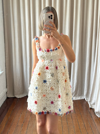 Antipodean Echo Crochet Flower Mini Dress