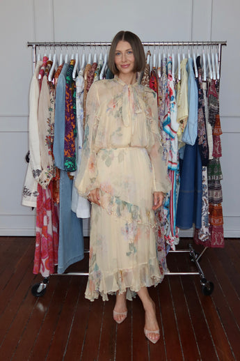 Zimmermann Illuminate Flutter Top and Skirt Lemon Hydrangea