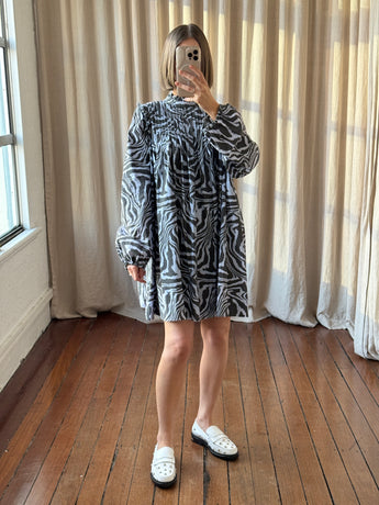 Ganni Zebra Shirt Dress Blue