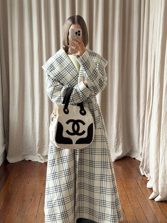 Chanel Vintage CC Marshmallow Canvas Tote Bag