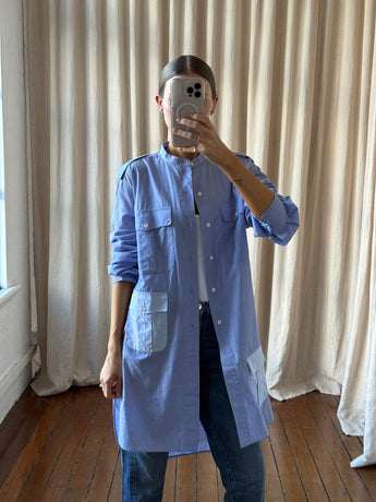 JW Anderson Fine Plaid Shirt Dress Blue