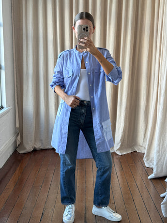 JW Anderson Fine Plaid Shirt Dress Blue
