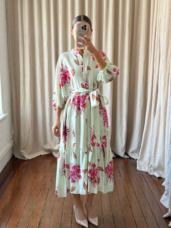 Oroton Hoya Print Dress Mint