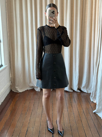 Khaite A-Line Leather Skirt