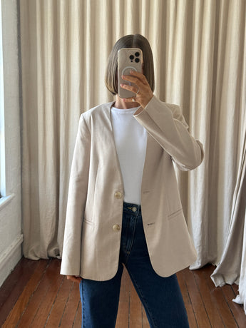 Friends with Frank Collarless Blazer Beige