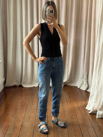 Retrofete Stretch Cargo Jeans Mid Blue