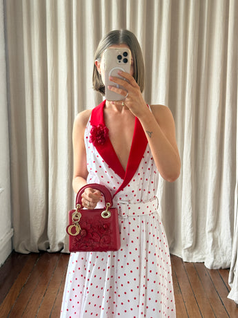 Dior DiorAmour Applique Mini Lady Dior Bag Red
