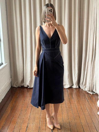 Alexander Mcqueen Draped Dress Navy
