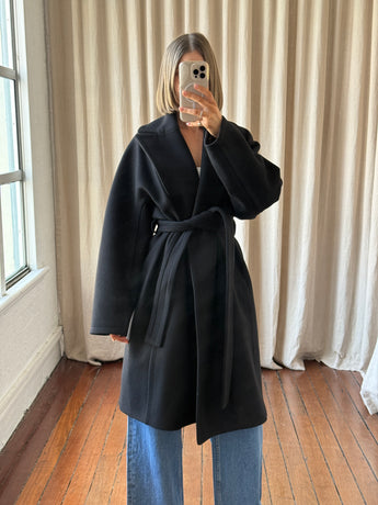 Scanlan Theodore Cut Edge Wool Coat Black