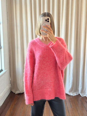 Jac + Jack V-Neck Brushed Sweater Pink